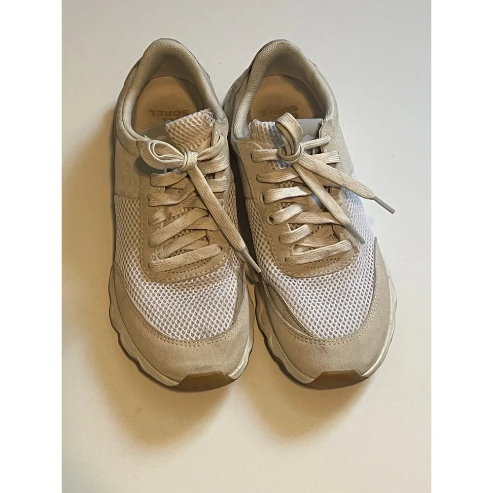 Sorel Kinetic Lite Womens 8 Lace‎ Sneakers Walking Shoes Cream White NL3516-100